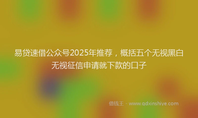易贷速借公众号2025年推荐，概括五个无视黑白无视征信申请就下款的口子
