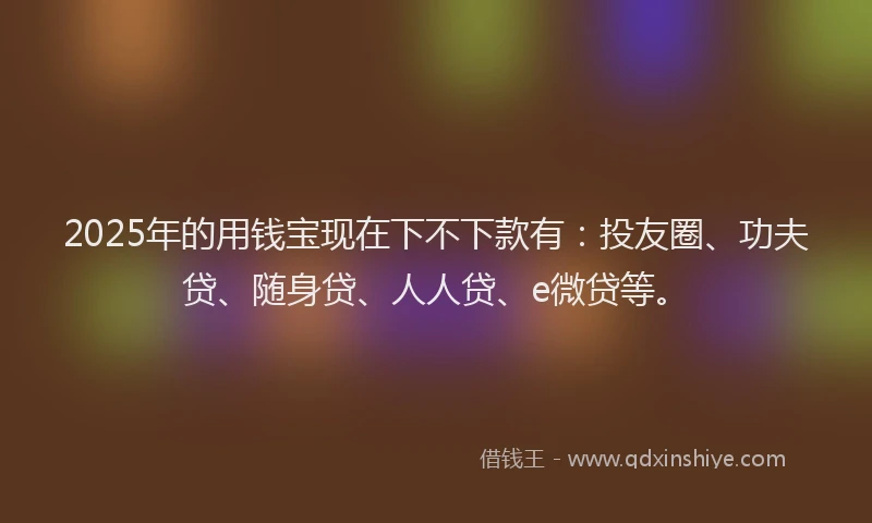 2025年的用钱宝现在下不下款有：投友圈、功夫贷、随身贷、人人贷、e微贷等。