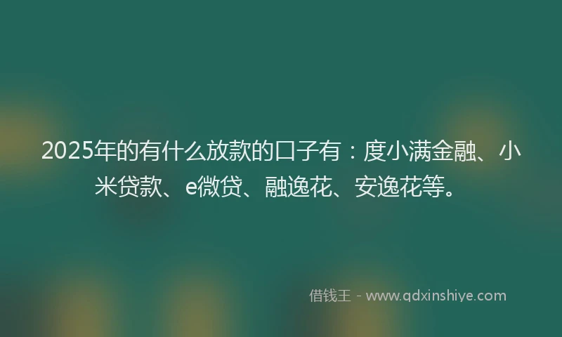 2025年的有什么放款的口子有：度小满金融、小米贷款、e微贷、融逸花、安逸花等。