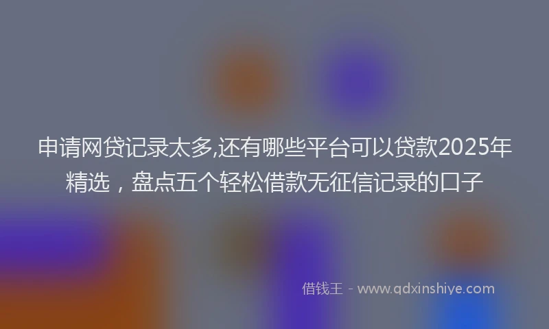 申请网贷记录太多,还有哪些平台可以贷款2025年精选，盘点五个轻松借款无征信记录的口子