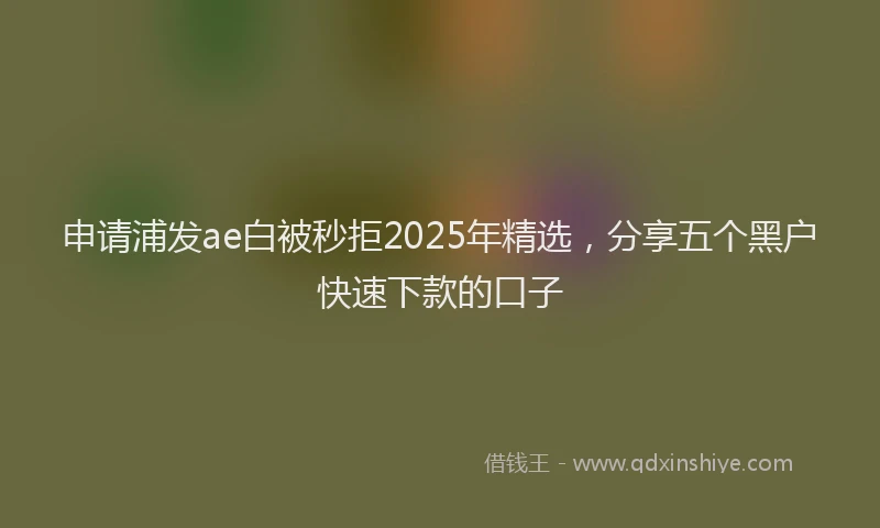 申请浦发ae白被秒拒2025年精选，分享五个黑户快速下款的口子
