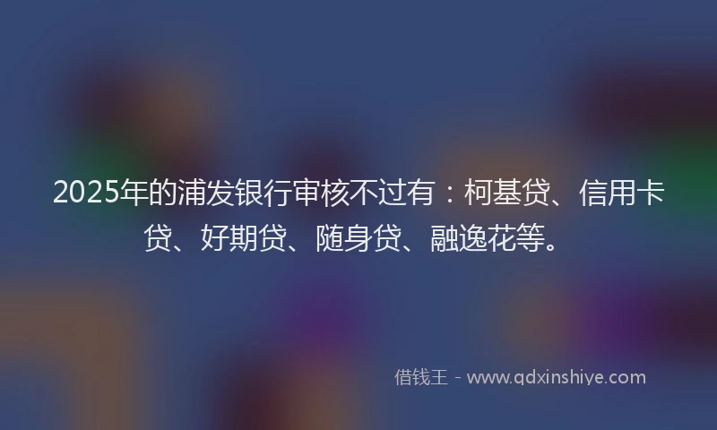 2025年的浦发银行审核不过有：柯基贷、信用卡贷、好期贷、随身贷、融逸花等。