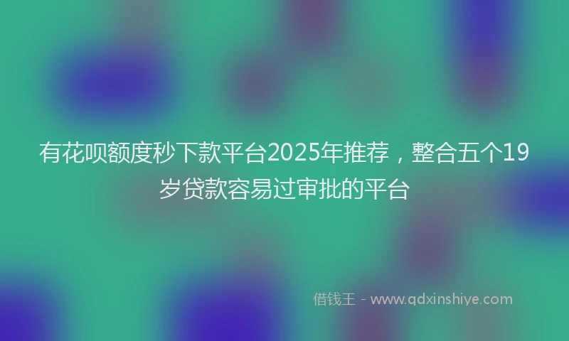 有花呗额度秒下款平台2025年推荐，整合五个19岁贷款容易过审批的平台
