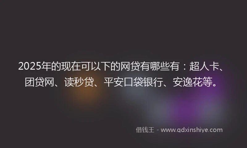 2025年的现在可以下的网贷有哪些有：超人卡、团贷网、读秒贷、平安口袋银行、安逸花等。