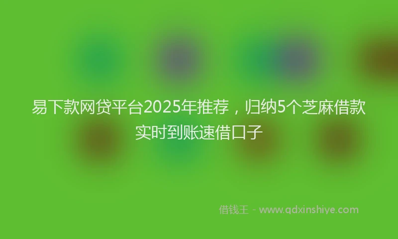 易下款网贷平台2025年推荐，归纳5个芝麻借款实时到账速借口子