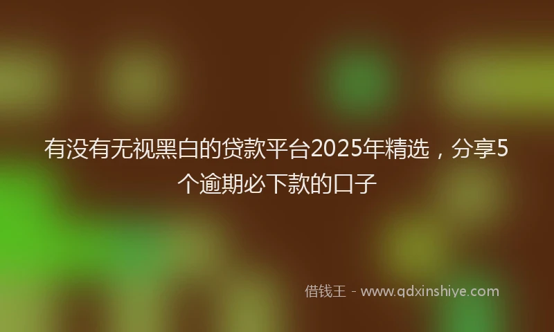 有没有无视黑白的贷款平台2025年精选，分享5个逾期必下款的口子