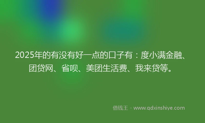 2025年的有没有好一点的口子有：度小满金融、团贷网、省呗、美团生活费、我来贷等。