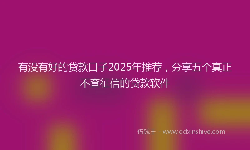 有没有好的贷款口子2025年推荐，分享五个真正不查征信的贷款软件