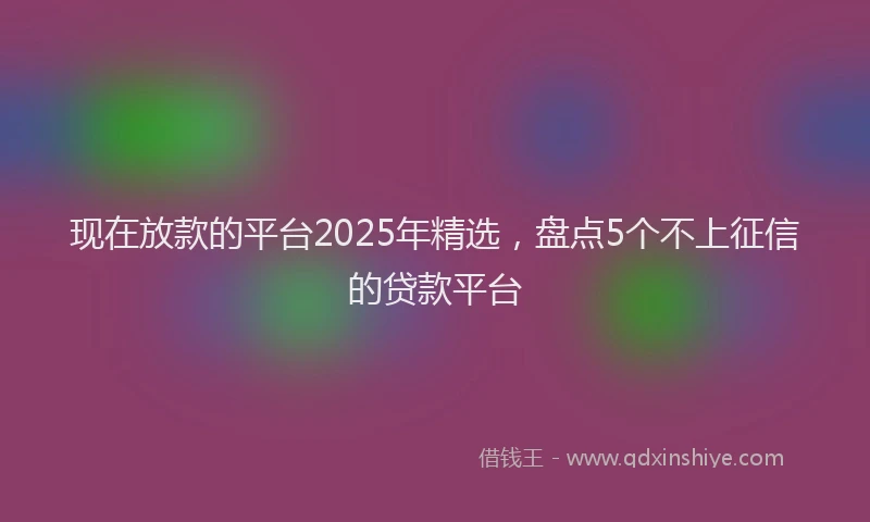 现在放款的平台2025年精选，盘点5个不上征信的贷款平台
