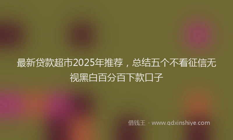 最新贷款超市2025年推荐，总结五个不看征信无视黑白百分百下款口子