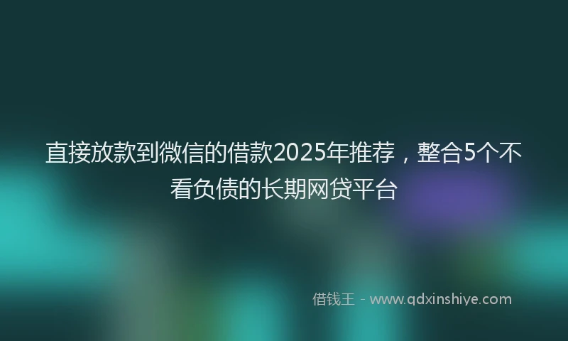 直接放款到微信的借款2025年推荐，整合5个不看负债的长期网贷平台
