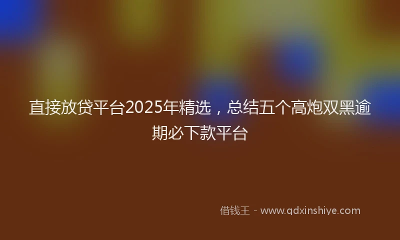 直接放贷平台2025年精选，总结五个高炮双黑逾期必下款平台