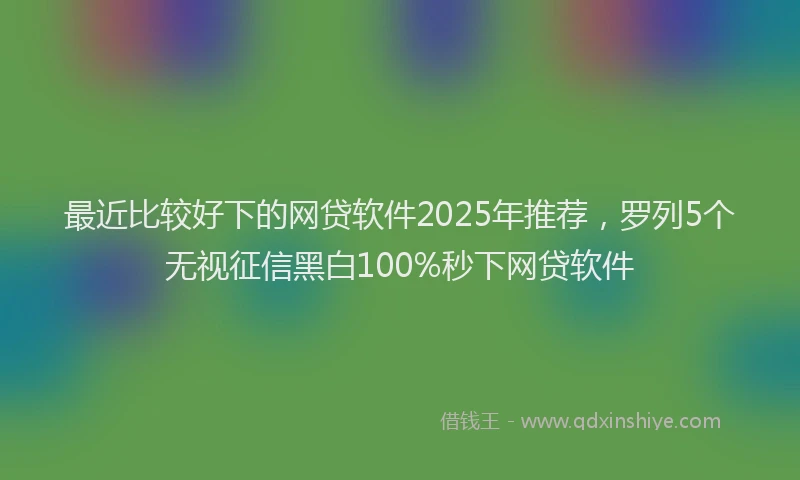 最近比较好下的网贷软件2025年推荐，罗列5个无视征信黑白100%秒下网贷软件