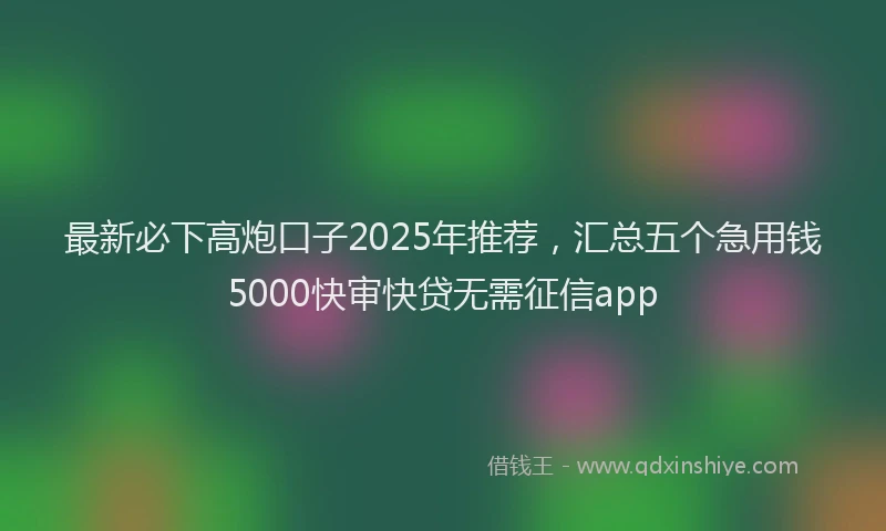 最新必下高炮口子2025年推荐，汇总五个急用钱5000快审快贷无需征信app