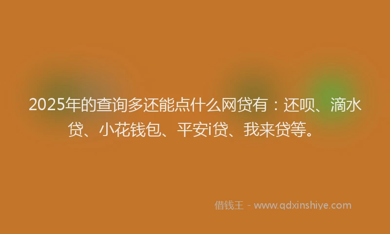 2025年的查询多还能点什么网贷有：还呗、滴水贷、小花钱包、平安i贷、我来贷等。
