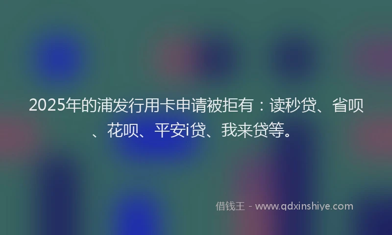 2025年的浦发行用卡申请被拒有：读秒贷、省呗、花呗、平安i贷、我来贷等。