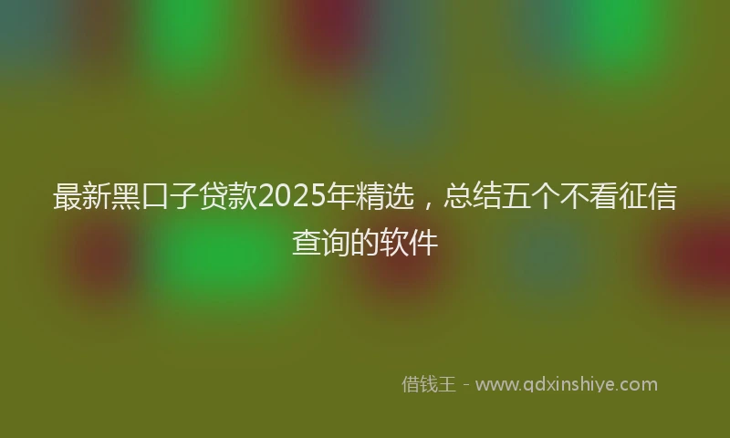 最新黑口子贷款2025年精选，总结五个不看征信查询的软件