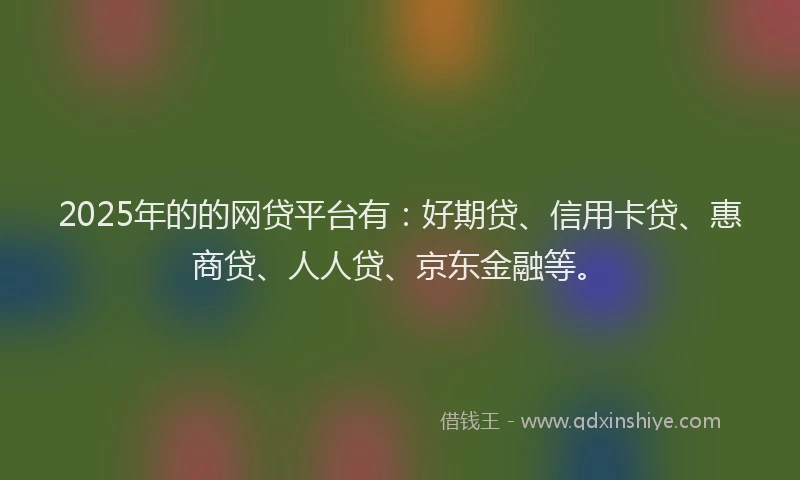 2025年的的网贷平台有：好期贷、信用卡贷、惠商贷、人人贷、京东金融等。