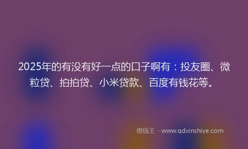 2025年的有没有好一点的口子啊有：投友圈、微粒贷、拍拍贷、小米贷款、百度有钱花等。