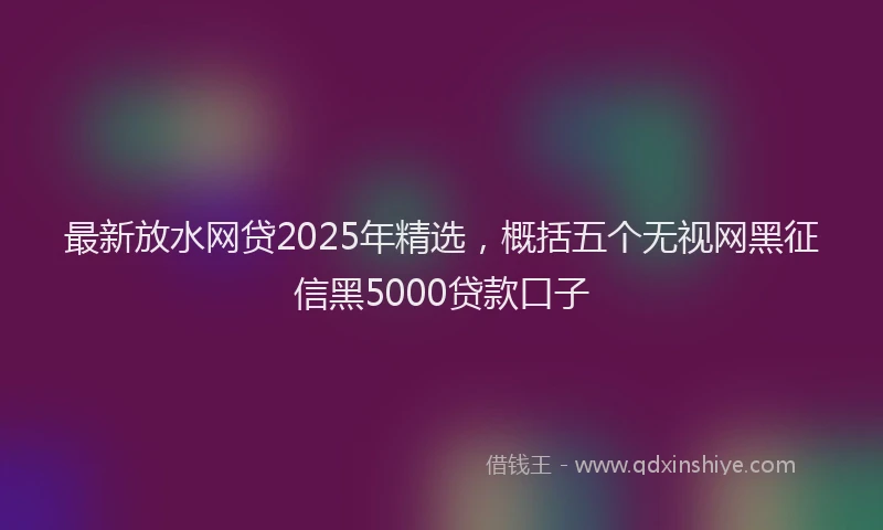 最新放水网贷2025年精选，概括五个无视网黑征信黑5000贷款口子