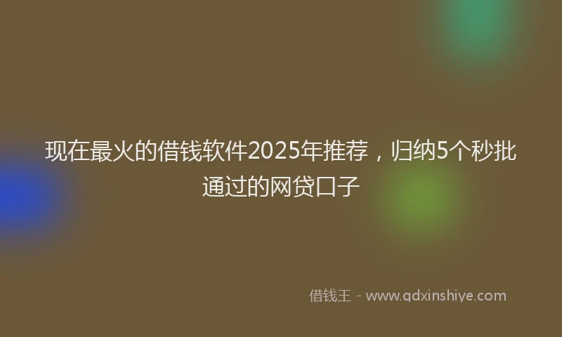现在最火的借钱软件2025年推荐，归纳5个秒批通过的网贷口子