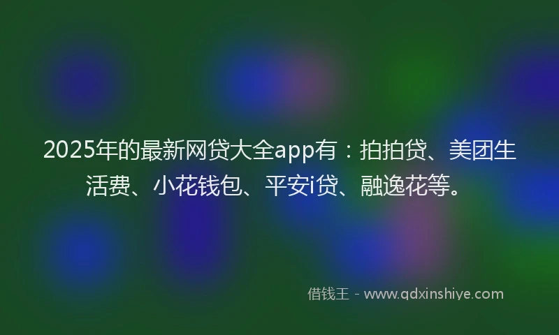 2025年的最新网贷大全app有：拍拍贷、美团生活费、小花钱包、平安i贷、融逸花等。
