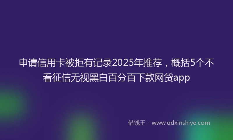 申请信用卡被拒有记录2025年推荐，概括5个不看征信无视黑白百分百下款网贷app