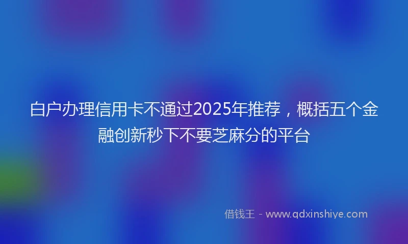 白户办理信用卡不通过2025年推荐，概括五个金融创新秒下不要芝麻分的平台