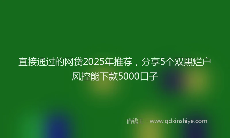 直接通过的网贷2025年推荐，分享5个双黑烂户风控能下款5000口子