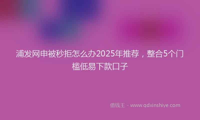 浦发网申被秒拒怎么办2025年推荐，整合5个门槛低易下款口子