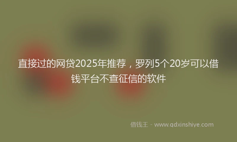 直接过的网贷2025年推荐，罗列5个20岁可以借钱平台不查征信的软件