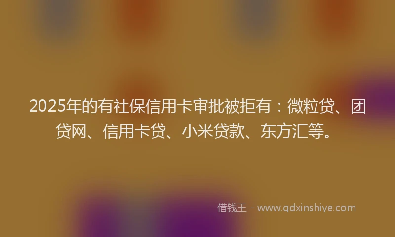 2025年的有社保信用卡审批被拒有：微粒贷、团贷网、信用卡贷、小米贷款、东方汇等。