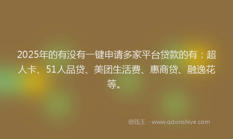2025年的有没有一键申请多家平台贷款的有：超人卡、51人品贷、美团生活费、惠商贷、融逸花等。