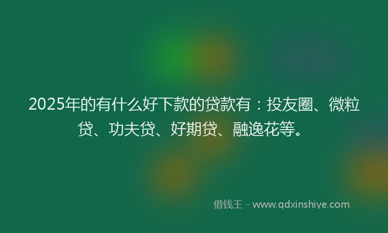 2025年的有什么好下款的贷款有：投友圈、微粒贷、功夫贷、好期贷、融逸花等。