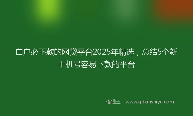 白户必下款的网贷平台2025年精选，总结5个新手机号容易下款的平台