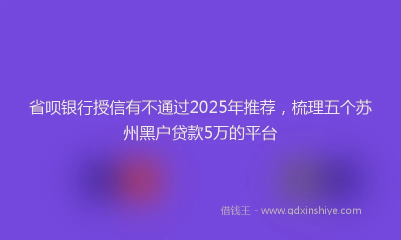 省呗银行授信有不通过2025年推荐，梳理五个苏州黑户贷款5万的平台