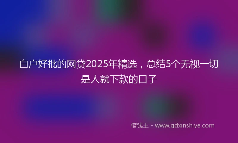 白户好批的网贷2025年精选，总结5个无视一切是人就下款的口子