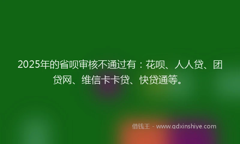 2025年的省呗审核不通过有：花呗、人人贷、团贷网、维信卡卡贷、快贷通等。