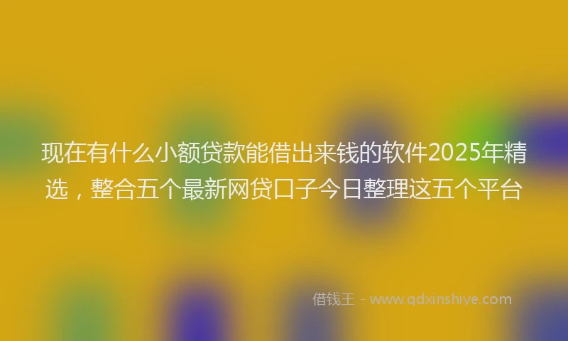 现在有什么小额贷款能借出来钱的软件2025年精选，整合五个最新网贷口子今日整理这五个平台