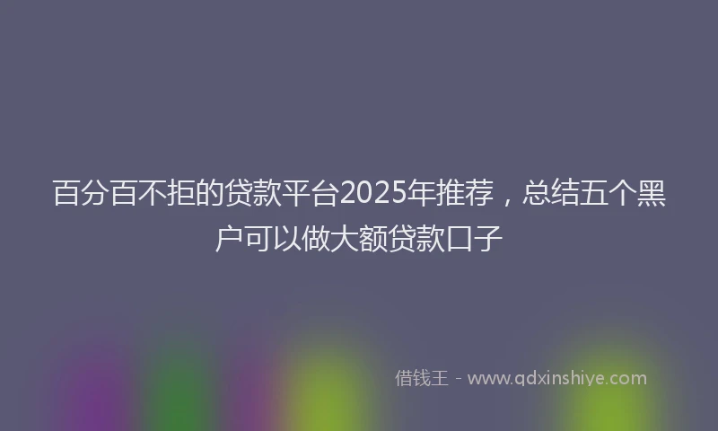 百分百不拒的贷款平台2025年推荐，总结五个黑户可以做大额贷款口子