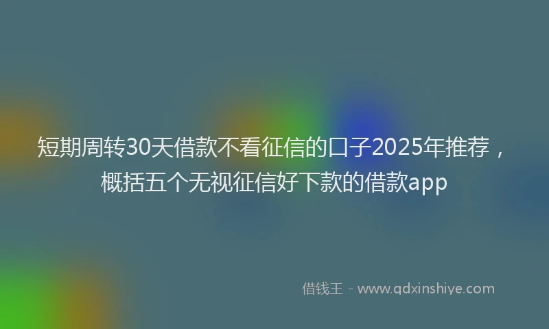 短期周转30天借款不看征信的口子2025年推荐，概括五个无视征信好下款的借款app