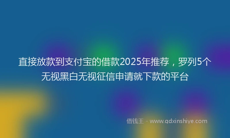 直接放款到支付宝的借款2025年推荐，罗列5个无视黑白无视征信申请就下款的平台