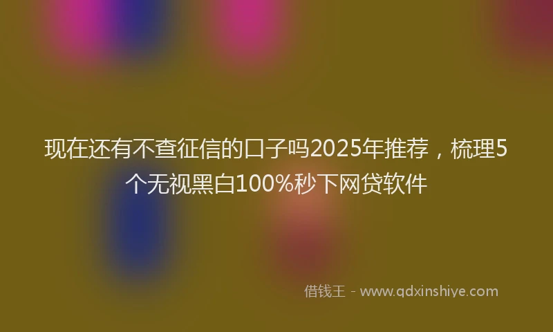 现在还有不查征信的口子吗2025年推荐，梳理5个无视黑白100%秒下网贷软件