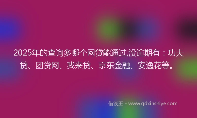 2025年的查询多哪个网贷能通过,没逾期有：功夫贷、团贷网、我来贷、京东金融、安逸花等。