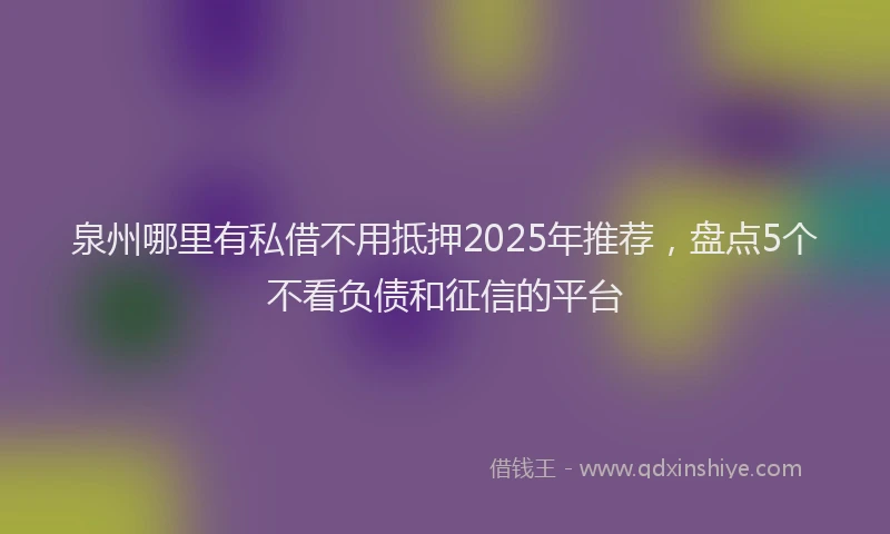 泉州哪里有私借不用抵押2025年推荐，盘点5个不看负债和征信的平台