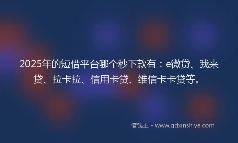 2025年的短借平台哪个秒下款有：e微贷、我来贷、拉卡拉、信用卡贷、维信卡卡贷等。