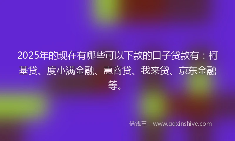 2025年的现在有哪些可以下款的口子贷款有：柯基贷、度小满金融、惠商贷、我来贷、京东金融等。
