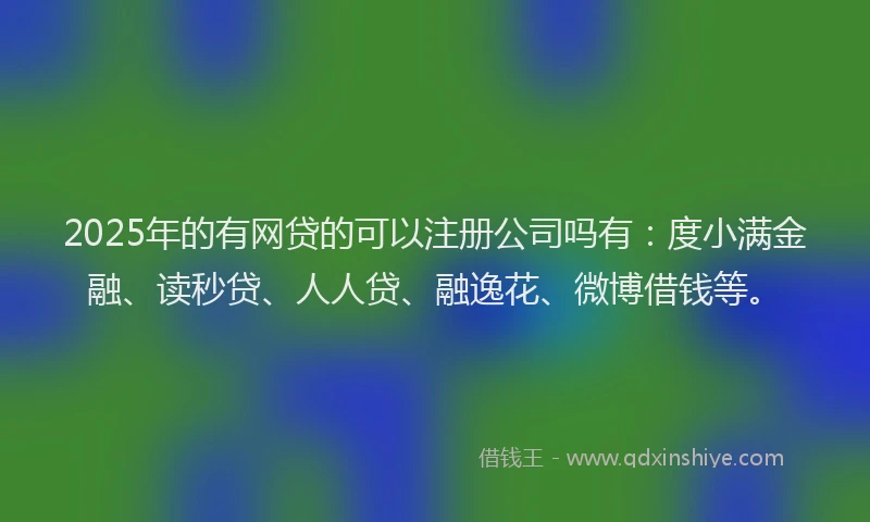 2025年的有网贷的可以注册公司吗有：度小满金融、读秒贷、人人贷、融逸花、微博借钱等。