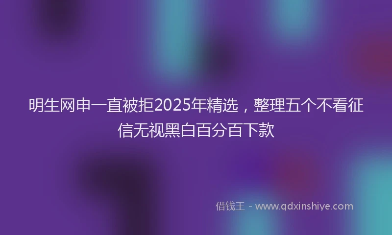 明生网申一直被拒2025年精选，整理五个不看征信无视黑白百分百下款