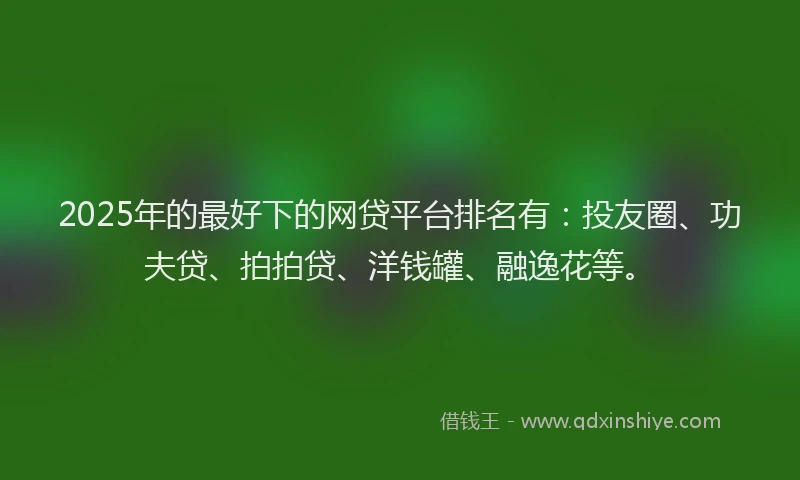 2025年的最好下的网贷平台排名有：投友圈、功夫贷、拍拍贷、洋钱罐、融逸花等。
